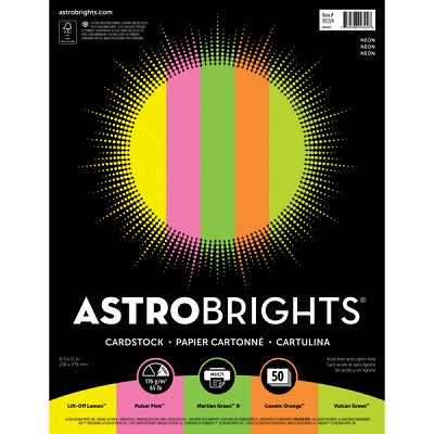 Cover Stock-Astrobrights Brights Letter 65Lb Neon 50/Pk - 99324