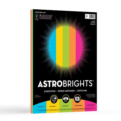 Cover Stock-Astrobrights Letter 65Lb, 5 Colour 50/Pack - 99326