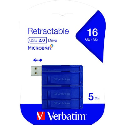 Flash Drive-Verbatim Classic, Usb 2.0, 16Gb, Blue 5/Pack - 99810