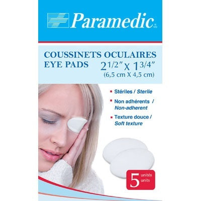 Bandages-Paramedic Eye Pads, 2-1/2X1-3/4, Sterile 5/Box - 999-1155