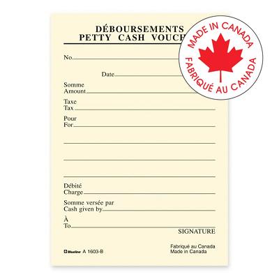 Petty Cash Voucher 3.5X5 Canary 72 Sheet Bilingual - A1603B
