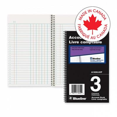 Account Book-Wire, 8X5 White 3 Column - A1650-03T