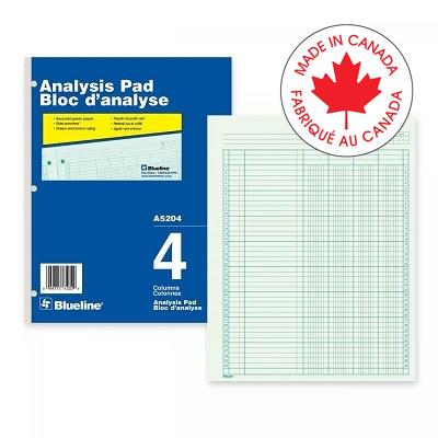 Analysis Pad-50 Sheet Green 10-7/8X8.5 4 Column - A5204