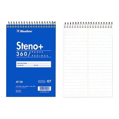 Steno Book-6X9 360 Page White With Centre Line - AT12B