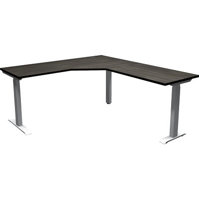 Desk-Athena, 3-Leg Lshape Height Adjustable 65X71" Grey Dusk - ATH-6672ETBL-3L-GD-SL