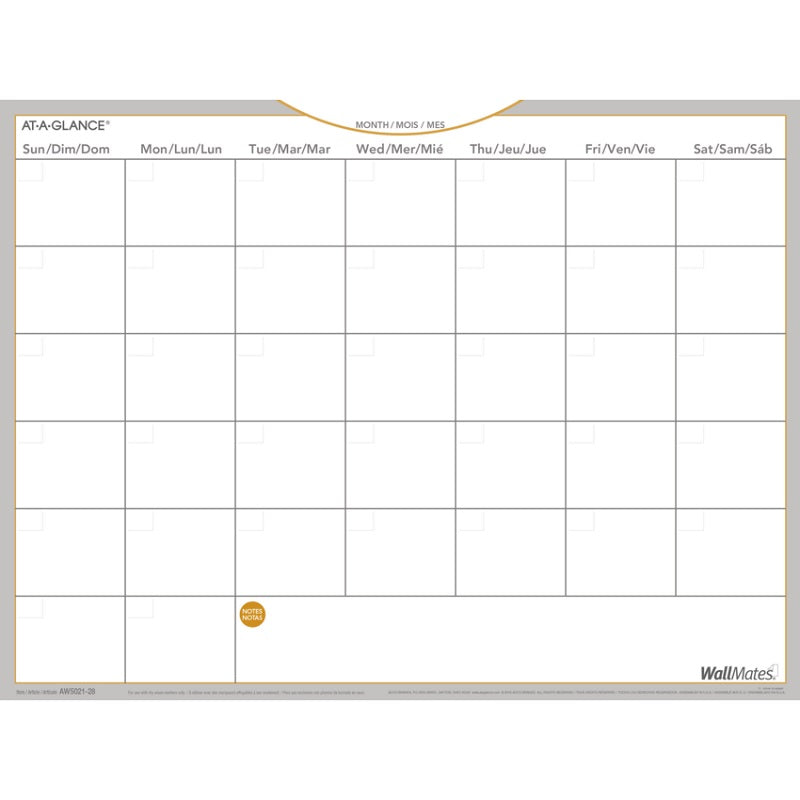 Planner-Wall, Month 24X18 Wallmates Self-Adhesive Undated - AW5021-28