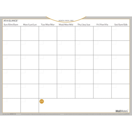 Planner-Wall, Month 24X18 Wallmates Self-Adhesive Undated - AW5021-28