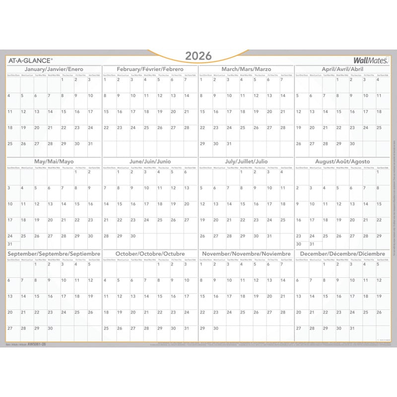 Planner-Wall, Yearly 24X18  Wallmates Self-Adhesive 2025 - AW5061-28