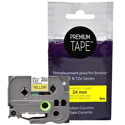 Tape-P-Touch Tz Compatible Laminated, 24Mm Black On Yellow - AZ651