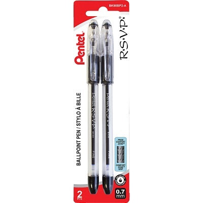 Pen-Stick, R.S.V.P. Ballpoint Fine, Black 2/Pk - BK90BP2-A