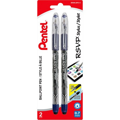 Stylus Pen-Ballpoint R.S.V.P. Medium Blue, 2/Pack - BK90LBP2-C
