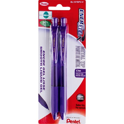Pen-Retractable, Energel X Gel  Roller, 0.7Mm Violet 2/Pk - BL107BP2-V