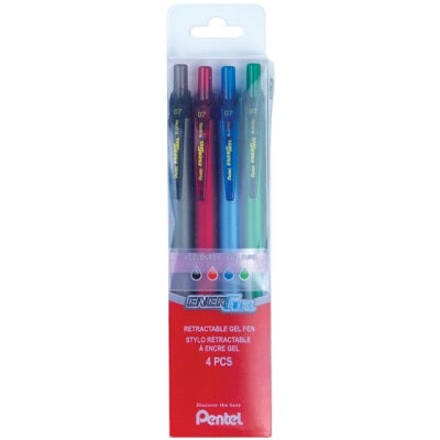 Pen-Retractable, Energel Metallic Barrel 0.7Mm 4 Colours - BL437R2PC4-M