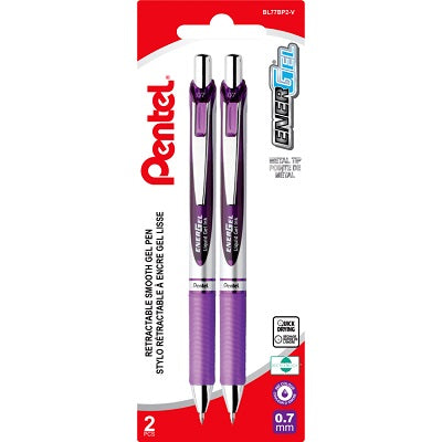 Pen-Retractable, Energel Gel Roller, 0.7Mm Violet 2/Pk - BL77BP2-V