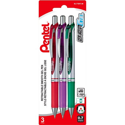 Pen-Retractable, Energel Gel Roller, 0.7Mm Assorted 3/Pack - BL77BP3-M