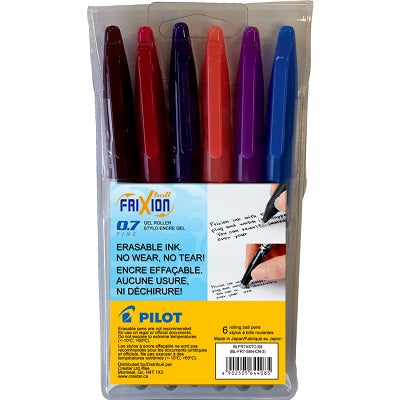 Pen-Stick, Frixion 0.7Mm Erasable Gel, Assorted 6/Pack - BLFR7ASTC-S6