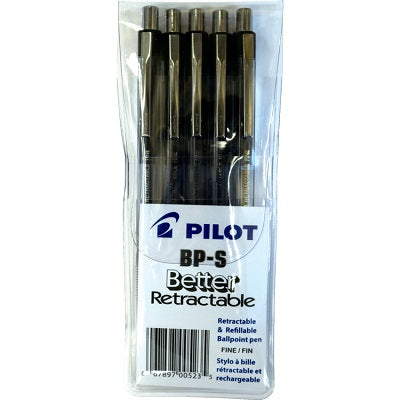 Pen-Retractable, Better Ballpoint, Fine Black 5/Pk - BP145F-S5-BK