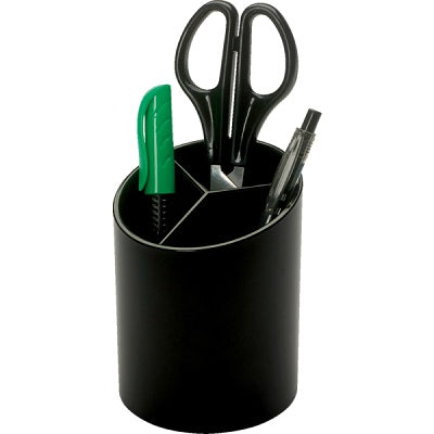 Pencil Cup-Business Source, Three Compartment, Black - BSN32355