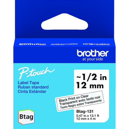 Tape-P-Touch Btag 12Mm X4M Black On Clear - BTAG-131