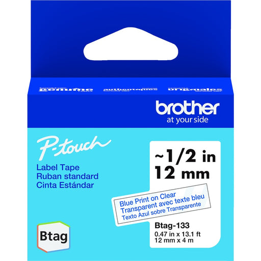 Tape-P-Touch Btag 12Mm X 4M Blue On Clear - BTAG-133