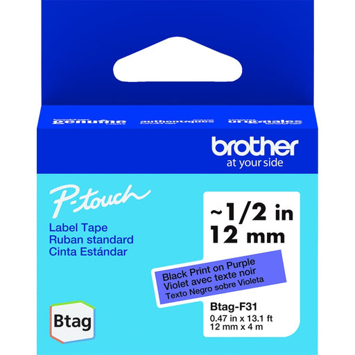 Tape-P-Touch Btag 12Mm X 4M Black On Purple - BTAG-F31