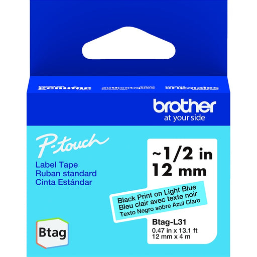 Tape-P-Touch Btag 12Mm X 4M Black On Light Blue - BTAG-L31