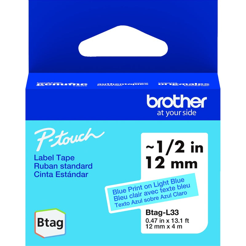 Tape-P-Touch Btag 12Mm X 4M Blue On Light Blue - BTAG-L33
