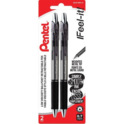 Pen-Retractable, Feel-It! Ballpoint, 0.7Mm Black 2/Pack - BX477BP2-A