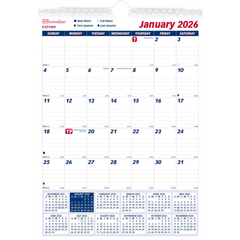Calendar-Wall, Monthly Wire 8X11 English  2025 - C171101