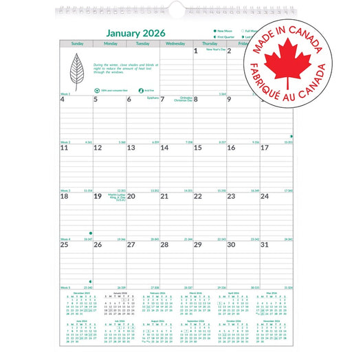 Calendar-Wall Monthly 12X17 Ecologix English 2025 - C171103