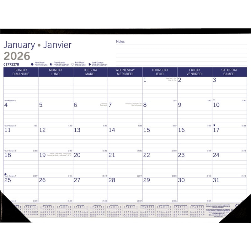Calendar Pad-Desk, Monthly Duraglobe 22X17 Bilingual  2025 - C177227B