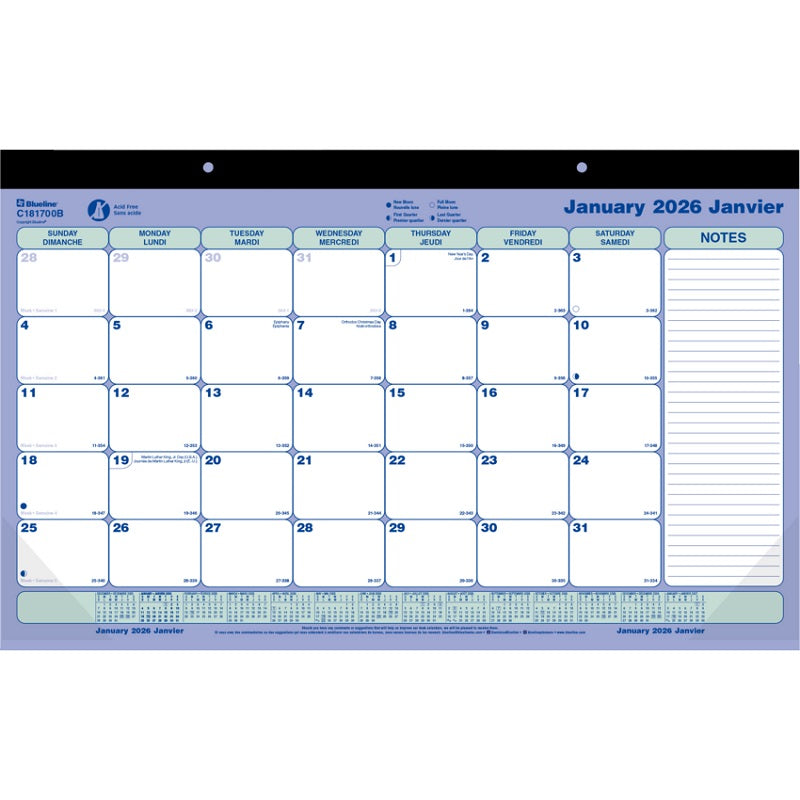 Calendar Pad-Desk Monthly 17-3/4X10-7/8 Bilingual 2025 - C181700B