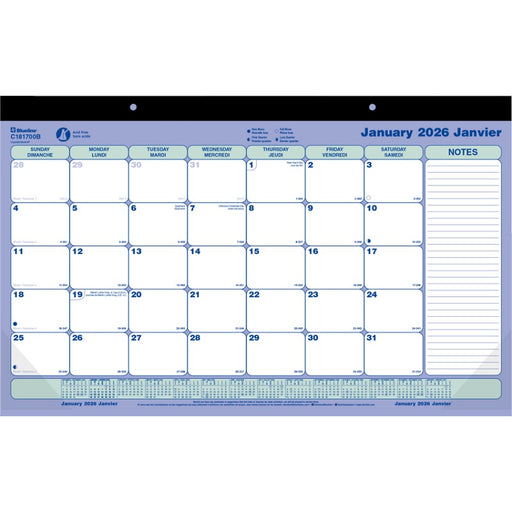 Calendar Pad-Desk Monthly 17-3/4X10-7/8 Bilingual 2025 - C181700B