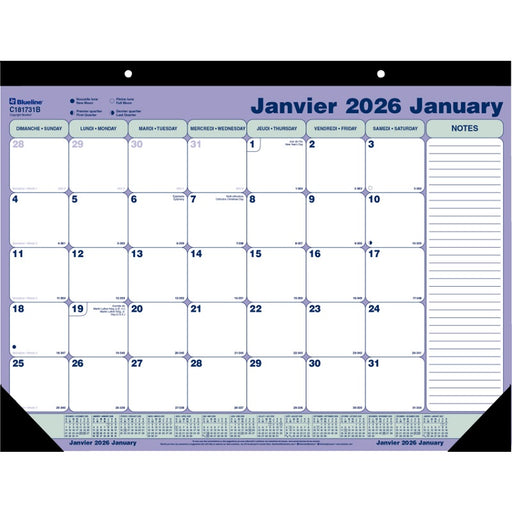 Calendar Pad-Desk Monthly 21-1/4X16 Bilingual  2025 - C181731B