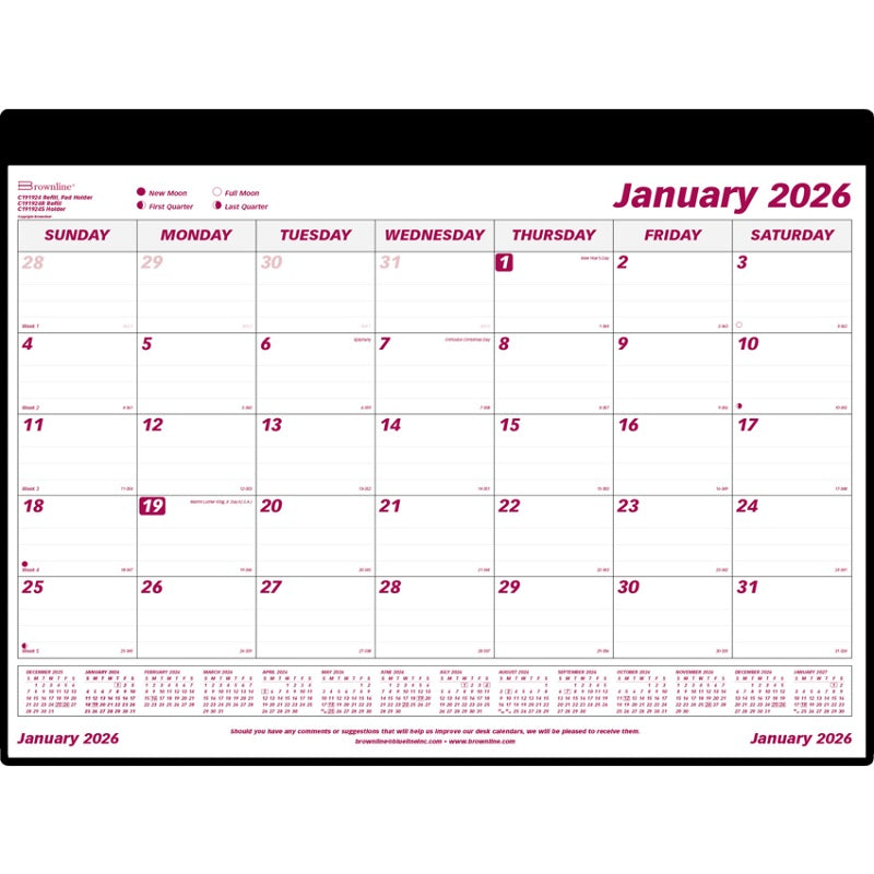Calendar Pad/Holder-Desk, Monthly 24-1/4X19-1/8 English 2025 - C191924
