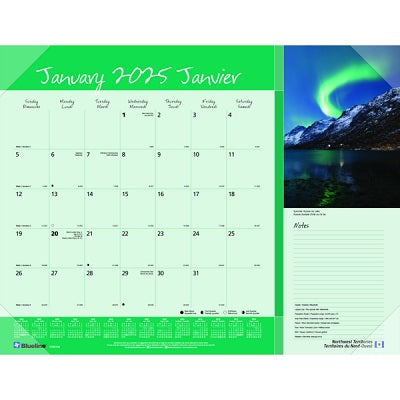 Calendar Pad-Desk Monthly 22X17 Canadian Provinces 2025 - C192118