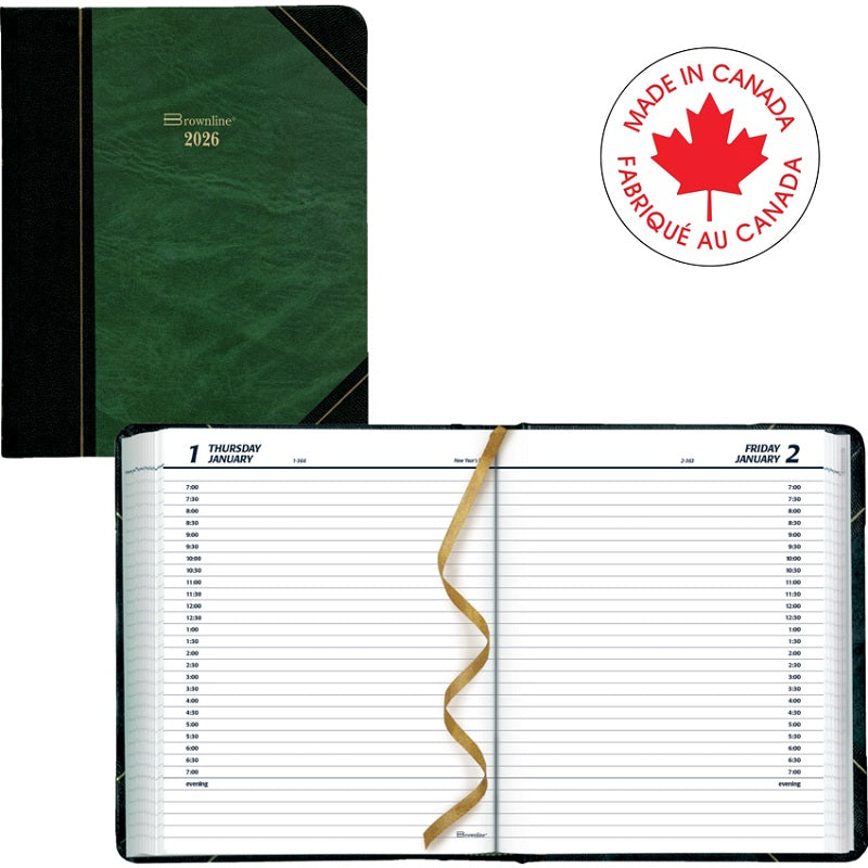 Planner-Daily, Hard 8-1/8X6-9/16 1/2 Hour Green English 2025 - C517F