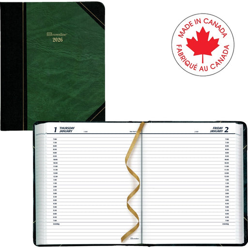 Planner-Daily, Hard 8-1/8X6-9/16 1/2 Hour Green English 2025 - C517F