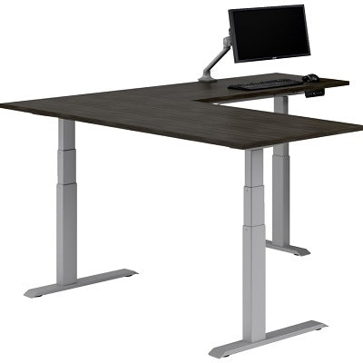 Desk-Calypso, L-Shape Height Adjustable 72" X 66" Greydusk - CAL-6672TBL-3L-GD-SL
