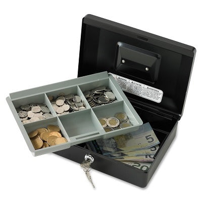 Cash Box-6 Compartment 10" Removable Tray, Key Lock - CB-10