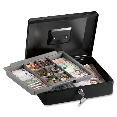 Cash Box-8 Compartment 12" Removable Tray, Key Lock - CB-12