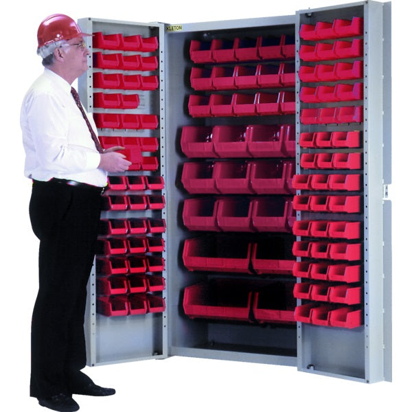 Storage Bin Cabinet-Combination Red Bins - CB444