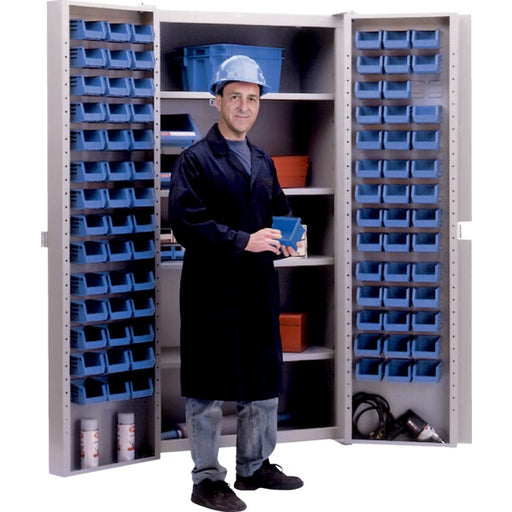 Storage Bin Cabinet-Combination 4 Shelves & 84 Blue Bins - CB446