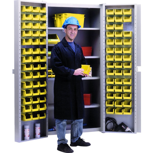 Storage Bin Cabinet-Combination 4 Shelves & 84 Yellow Bins - CB448