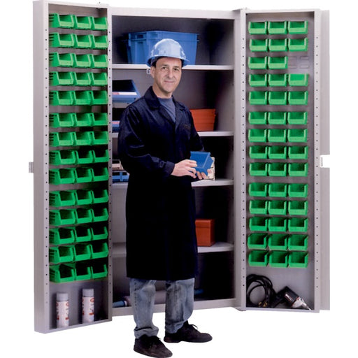 Storage Bin Cabinet-Combination 4 Shelves & 84 Green Bins - CB693