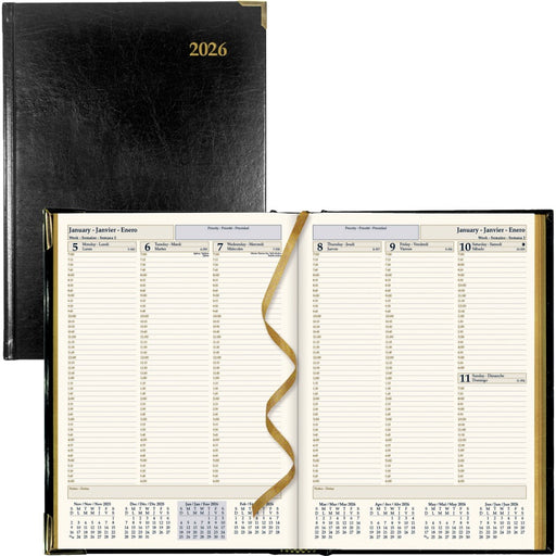 Planner-Weekly, Hard 10-3/4X7-3/4 Black, Trilingual 2025 - CBE512