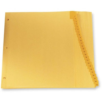 Index Dividers-Printed Tab 11X8.5 1-25 Buff, 25/Set - CR213-25