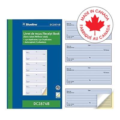 Receipt Book-Ncr 140 Duplicate 4-Up 10-7/8X6-3/4 Bilingual - DC2874B