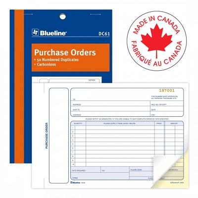 Forms-Ncr, Purchase Order 5-3/8X8, 50 Duplicate English - DC61