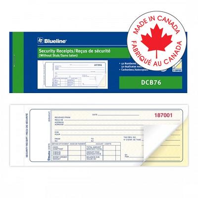 Forms-Ncr, Security Receipt 2-3/4X8 50 Duplicate 1-Up - DCB76